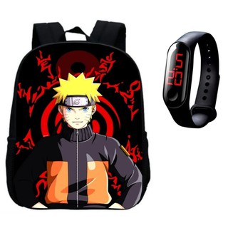 kit Bolsa Escolar Naruto Anime + relógio Envio Imediato