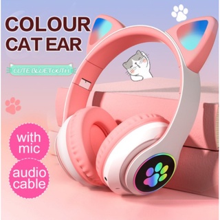 Fone Orelha De Gato Gatinho Cat Bluetooth 5.0 Ear Com Led Rgb Headphone Original