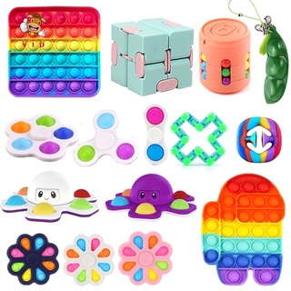 Kit Fidget Toys Push Pop It Among Us Popet Brinquedo Anti Stress