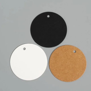 100 unid Tag (3,5x3,5cm) redonda papel Kraft ou tríplex branco presente embrulhos etiqueta