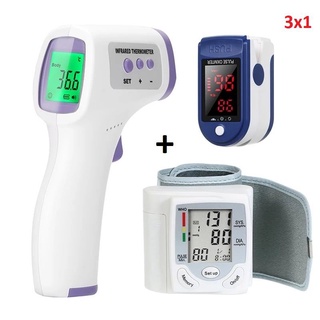 kit Termômetro Digital Medidor De Pressão Sanguínea Oxigelador