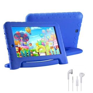 Capa Azul Emborrachada para Tablet M7s Plus M7 3g 4g Multilaser + Fone