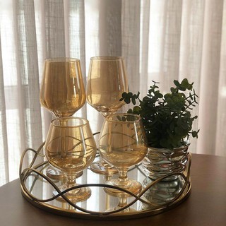 Taça em Vidro para Vinho Conhaque Cerveja ou Sobremesa cor âmbar Dourada Jogo Kit com 2 unidades - Promoção (4)