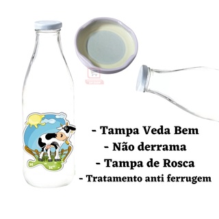 Garrafa De Água Suco Leite 1 Litro Vidro Incolor Com Tampa (4)