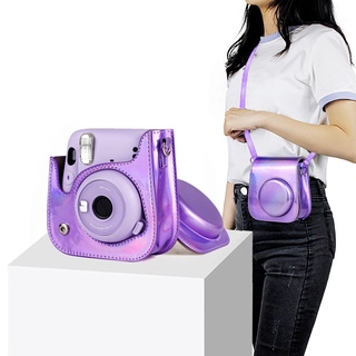 Bolsa Capa Case Para Câmera Polaroid Fujifilm Instax Mini 11 Couro Sintético Colorida Com Alça De Ombro (6)