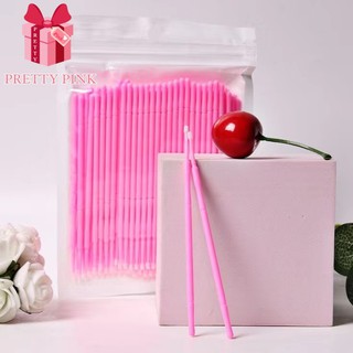 Kit 100 Escovas De Limpeza Dos Cílios Cor Pink Cotonetes Descartável Extensão Removedor Microbrush Ferramenta