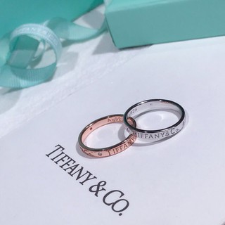 Popular Inglês Casal Carta Anel Tiffany Simples Anel De Diamante Prata Esterlina S925