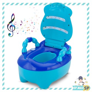 Troninho Penico Infantil Fazenda Musical com alça apoio (Desfralde) Azul - Prime Baby