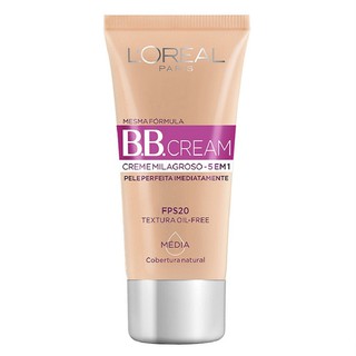 Base BB Cream L'Oréal Cor Média FPS20 30g 5 em 1 Oil Free (1)
