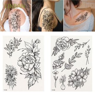 Linjian Tatuagem Temporária De Borboleta / Rosa / À Prova D 'Água / Tatuagem Falsa Feminina (1)