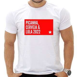 Camiseta Masculina Picanha Cerveja e Lula Personalizada
