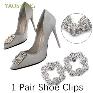 Yaoshang Clipe De Sapato Feminino Quadrado Com Fivela De Strass / Multicolorido Para Casamento (1)