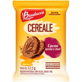 Biscoito Bauducco Cereale integral sache 12,5g cacau, aveia e Mel caixa com 20 unidades