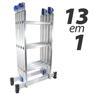 Escada Articulada Aluminio 13 em 1 Reforçada 12 Degraus Real (1)
