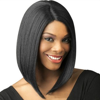 VIP Peruca sintética feminina preta curta na frente do cabelo reto Bob peruca resistente ao calor para festa cosplay