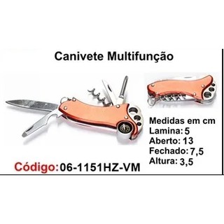 Canivete Multifuncional Inox 6 Funções