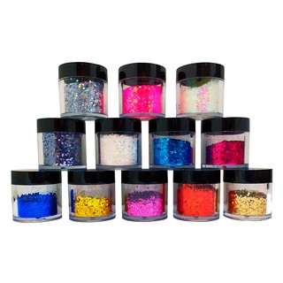 Kit Com 12 Cores Glitter - Decoração Unhas Nail Art