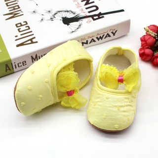 Sapato Infantil Feminino De Algodão Com Laço Sola Flexível