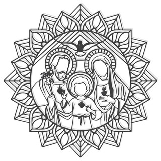 Quadro Mandala Vazado Sagrada Família Mdf Preto