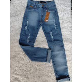 Calça Jeans Juvenil Feminina Ref: 80651 Lavagem Rasgadinha