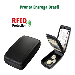 Carteira com Bloqueio RFID Slim Protect Rfid Bolso Pequeno Moedas Cabe A Carteira CNH Sem O Plastico