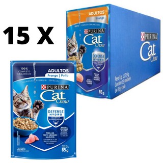 Sachê Cat Chow Ração Úmida para Gatos Adultos Frango ao Molho 85g 15 Unidades - CatChow caixa lacrada (1)