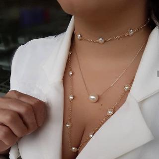 3 Pcs/Set Fashion Women Gold Chain Pearl Pendant Necklace Set Trendy Multilayer Party Long Necklace for Women Jewelry