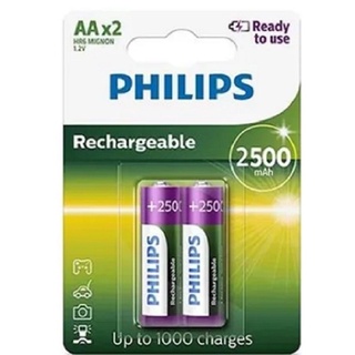 Pilhas Recarregavel Philips 2500mah Aa original Kit C/ 2 Un