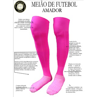 Meião de Futebol Rosa Pink - Universal Meias - Tamanho Adulto - Juvenil e Infantil