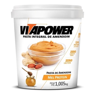 Pasta De Amendoim Integral Mel Protein Vitapower Pote 1kg - Envio imediato !!!