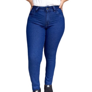 Calça Feminina Jeans skinny Cintura Alta com lycra plus size