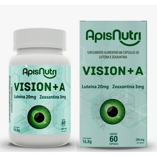 Vision + A, Luteina, Zeaxantina, Vitamina A, E, C, Zn, Cu, 60 Capsulas - Apisnutri Saúde Dos Olhos