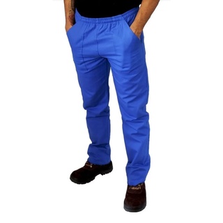 kit 3 calças para trabalho uniforme em sarja brim azul royal