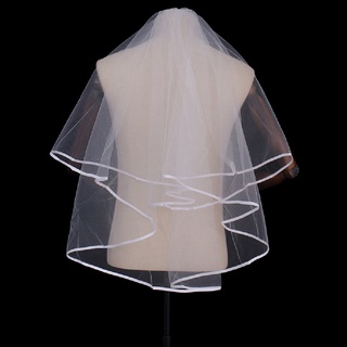 Véus De Noiva Curtos Com Duas Camadass 80cm Pente Branco Véu De Tule (7)
