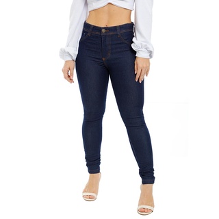 Calça Jeans Feminina Básica Cintura Alta Com Elastano