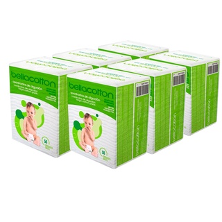 Kit 6 Pacotes do Algodao Quadrado Puro Bellacotton Baby Maxi Bebe Biodegradavel sem Fragrancia com 50 und