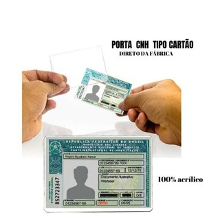 Porta Cnh Em Acrílico Protetor De Documento Tipo Cartão Habilitação