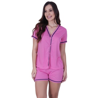 Pijama americano Bella da Serra com manga abertura frontal e botão