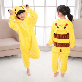 Girl Pajamas Cartoon Sleepwear Winter Onesies Kids Jumpsuit Pikachu Cosplay Costume Sleeping Clothes (3)