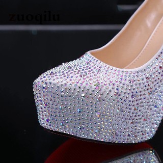 Sapatos de salto alto cristal feminino com plataforma Sapatos de noiva de salto alto vermelho prata sapatos de salto alto feminino (3)