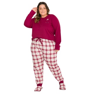 Pijama Feminino Plus Size Flanelado Inverno 100%Algodão