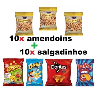 Kit 20x Pacotes Lanches 10x Amendoim 10x salgadinhos Elma Chips