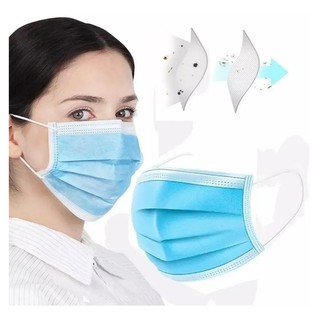 KIT 50 Mascara Máscara Face Mask Descartável 3 camadas Filtro Meltblown cirúrgica Tripla com proteção Bacteriana -12