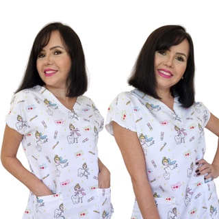 Blusa -pijama Cirúrgico Estampado - Scrub Slim - Odontologia