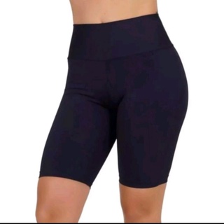 Short Bermuda legging Suplex lycra Academia Fitness praia verão Feminino Curto liso preto