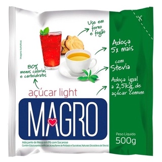 Açúcar magro light refil c/stevia 500g