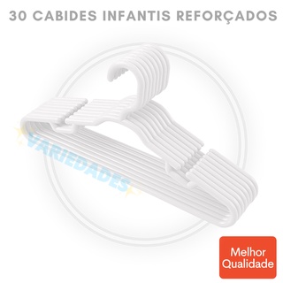 Kit 30 Cabides Infantis Reforçados Branco 8MM para Organização (1)