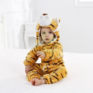 Tigre Macacão Com Capuz Bebê Kigurumi Cosplay Onesie Flanela Pijamas Pijamas Animais Quentes Bonito Confortável