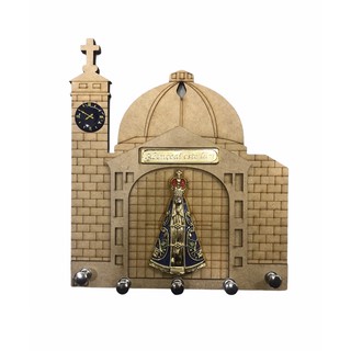 Porta Chave Basílica com Nossa Senhora Aparecida Madeira MDF Vários Modelos