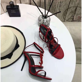 YSL Saint Laurent sandálias clássicas de moda de uma tira com salto de 10,5 cm de altura